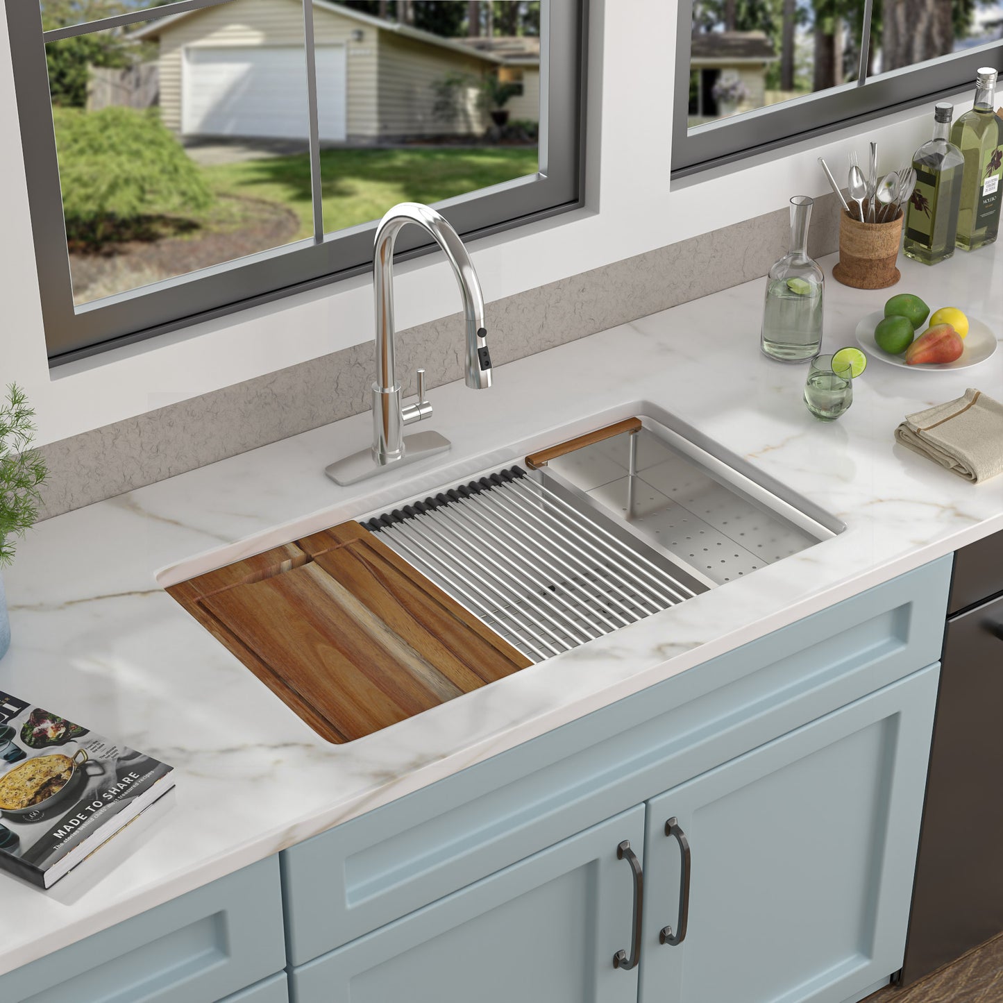 30 Granite Composite Kitchen Sink - Fulorni 30"x19" Granite Kitchen Sink Ledge Workstation Undermount White Quartz Classic Under Counter Single Bowl Sink Basin