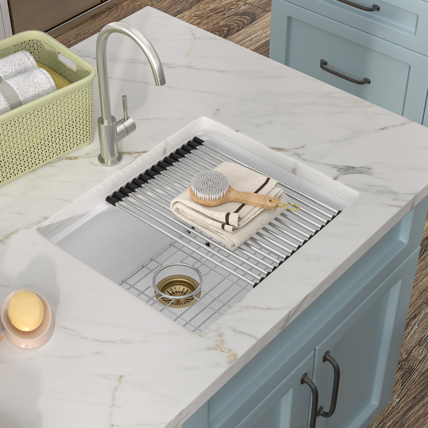 21 Undermount Laundry Sink - Fulorni 21"x18" Laundry Utility Sink Workstation White Granite Composite Quartz Classic Under Counter Deep Single Bowl Utility Laundry Room Sink Basin