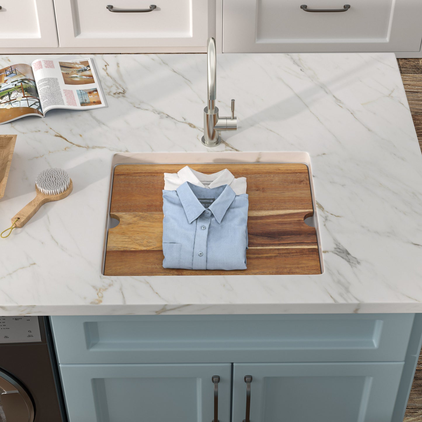 21 Undermount Laundry Sink - Fulorni 21"x18" Laundry Utility Sink Workstation White Granite Composite Quartz Classic Under Counter Deep Single Bowl Utility Laundry Room Sink Basin