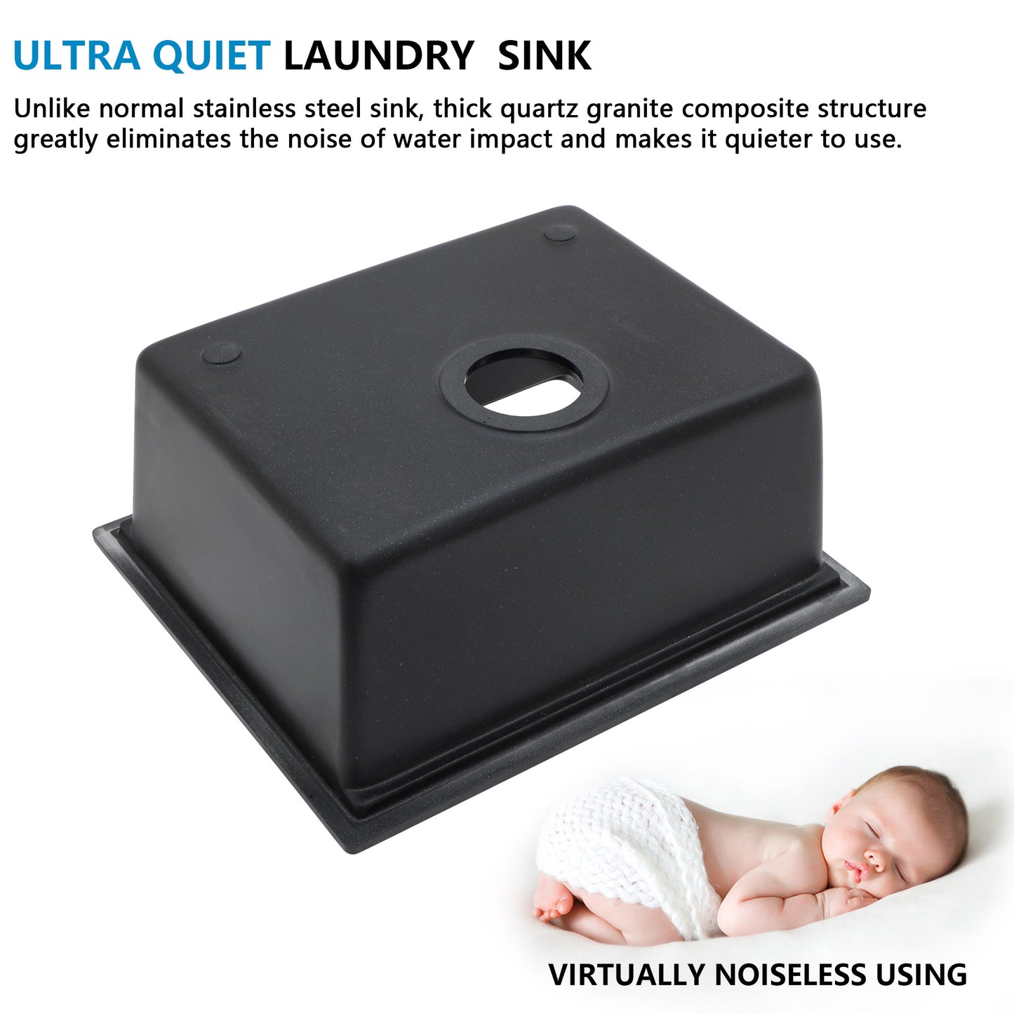 21 Undermount Laundry Sink - Fulorni 21"x18" Laundry Utility Sink Workstation Matte Black Granite Composite Quartz Classic Under Counter Deep Single Bowl Utility Laundry Room Sink Basin