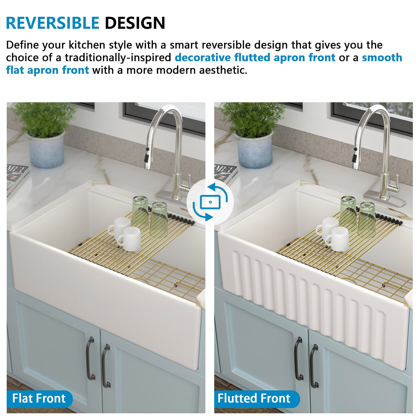 33 White Farm Sink Workstation - Fulorni 33"x20" Farmhouse Kitchen Sink Apron Front Workstation with Slide Ledge Reversible Double Bowl 50/50 White Ceramic Porcelain Fireclay Farmer Sink Basin