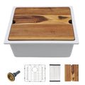 21 Undermount Laundry Sink - Fulorni 21"x18" Laundry Utility Sink Workstation White Granite Composite Quartz Classic Under Counter Deep Single Bowl Utility Laundry Room Sink Basin