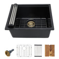 21 Undermount Laundry Sink - Fulorni 21"x18" Laundry Utility Sink Workstation Matte Black Granite Composite Quartz Classic Under Counter Deep Single Bowl Utility Laundry Room Sink Basin