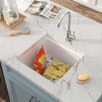 18 Undermount Laundry Sink - Fulorni 18"x18" Laundry Utility Sink Workstation White Granite Composite Quartz Classic Under Counter Deep Single Bowl Utility Laundry Room Sink Basin
