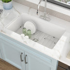 32 White Sink Undermount - Fulorni 32"x19" Kitchen Sink Dual Mount White Ceramic Porcelain Fireclay Rectangular Deep Single Bowl Sink Basin