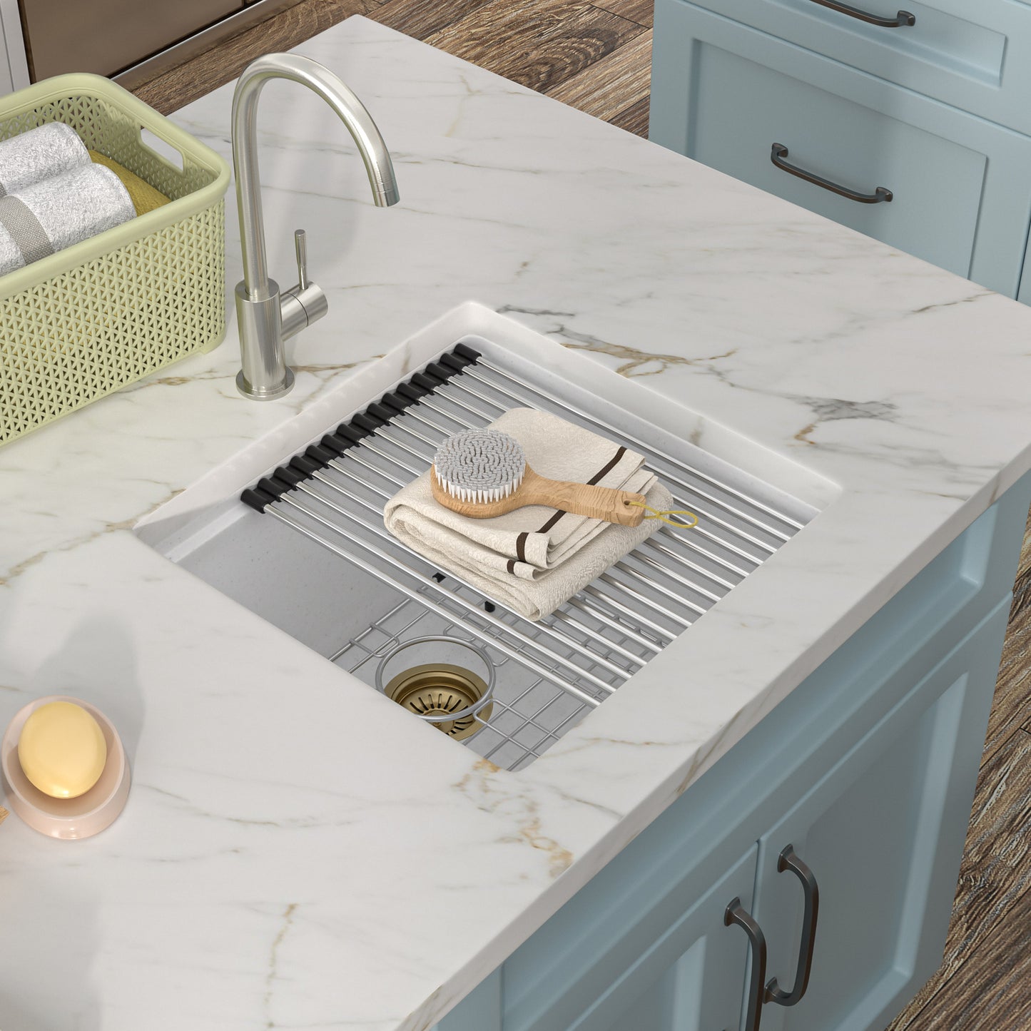 18 Undermount Laundry Sink - Fulorni 18"x18" Laundry Utility Sink Workstation White Granite Composite Quartz Classic Under Counter Deep Single Bowl Utility Laundry Room Sink Basin