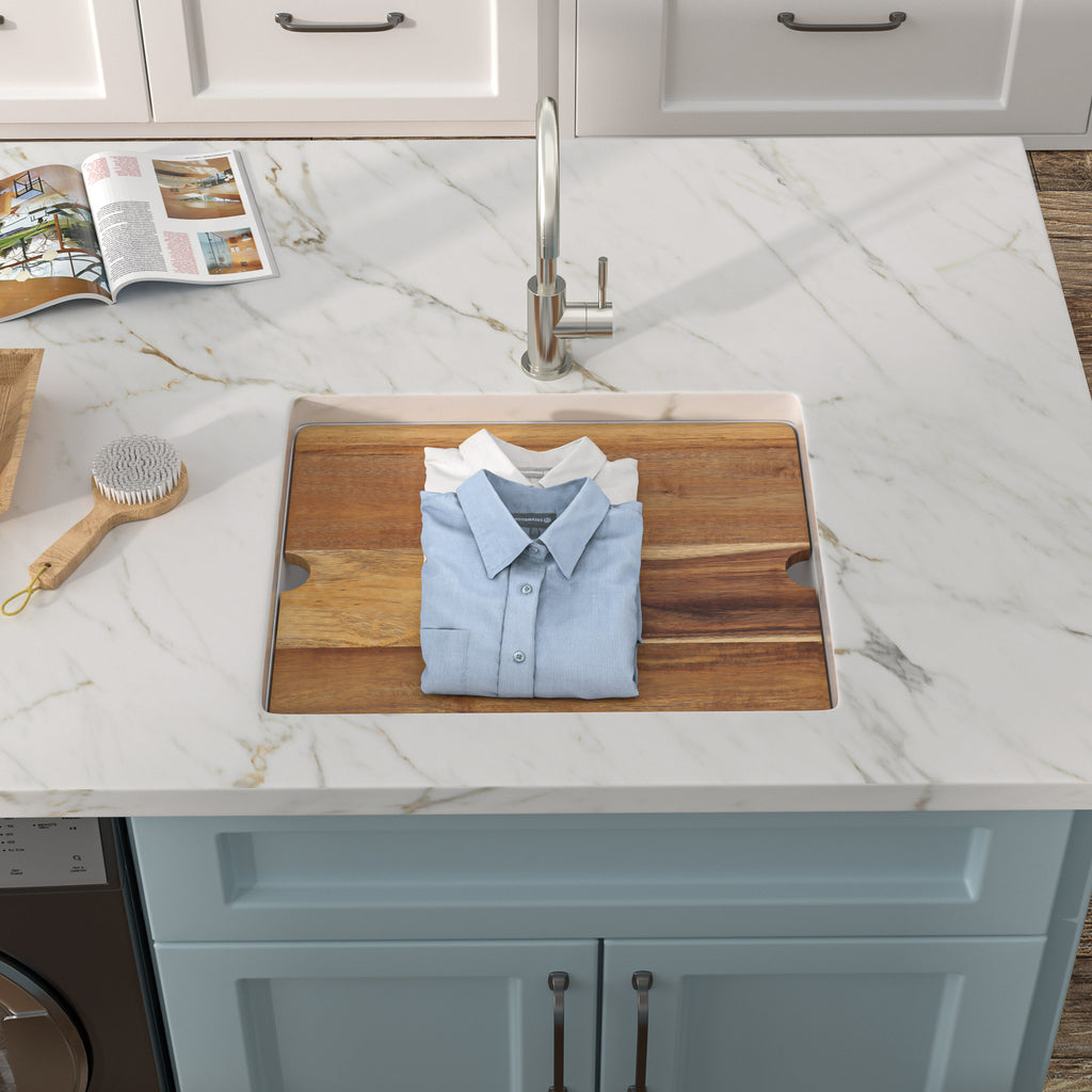 21 Undermount Laundry Sink - Fulorni 21"x18" Laundry Utility Sink Workstation White Granite Composite Quartz Classic Under Counter Deep Single Bowl Utility Laundry Room Sink Basin
