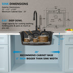 25 Granite Composite Kitchen Sink - Fulorni 25"×22" Granite Kitchen Sink Drop In Topmount Matte Black Quartz Classic Above Counter Single Bowl Sink Basin