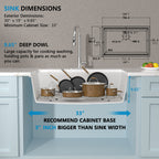 30 Granite Composite Kitchen Sink - Fulorni 30"x19" Granite Kitchen Sink Ledge Workstation Undermount White Quartz Classic Under Counter Single Bowl Sink Basin