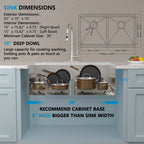 33 Undermount Kitchen Sink Double Bowl - Fulorni 33x19 Inch Kitchen Sink Ledge Workstation Low Divide Double Bowl 50/50 Split 16 Gauge Stainless Steel Under Counter Sink Basin