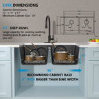 33 Granite Composite Kitchen Sink Double Bowl - Fulorni 33"x19" Black Granite Kitchen Sink Undermount Double Bowl 50/50 Quartz Classic Composite Matte Black Under Counter Sink Basin