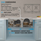 36 Undermount Kitchen Sink Double Bowl - Fulorni 36x19 Inch Kitchen Sink Ledge Workstation Low Divide Double Bowl 50/50 Split 16 Gauge Stainless Steel Under Counter Sink Basin
