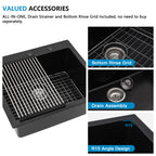 25 Granite Composite Kitchen Sink - Fulorni 25"×22" Granite Kitchen Sink Drop In Topmount Matte Black Quartz Classic Above Counter Single Bowl Sink Basin