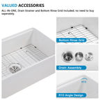 33 White Farm Sink Workstation - Fulorni 33"x20" Farmhouse Kitchen Sink Apron Front Workstation with Slide Ledge Double Bowl 50/50 White Ceramic Porcelain Fireclay Farmer Sink Basin