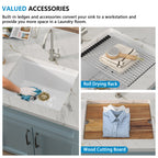 21 Undermount Laundry Sink - Fulorni 21"x18" Laundry Utility Sink Workstation White Granite Composite Quartz Classic Under Counter Deep Single Bowl Utility Laundry Room Sink Basin