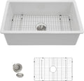 27 White Kitchen Sink Drop In - Fulorni 27"x19" Kitchen Sink Drop In Topmount White Ceramic Porcelain Fireclay Dual Mount Single Bowl Sink Basin
