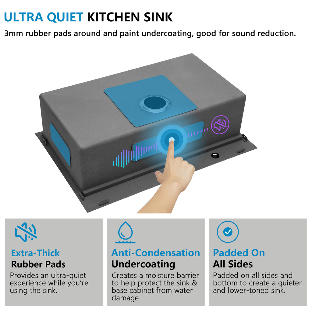 36 Black Kitchen Sink Drop In - Fulorni 36x22 Inch Kitchen Sink Gunmetal Black NANO-PVD Large Ledge Workstation Drop In Topmount 16 Gauge Stainless Steel Single Bowl Sink Basin