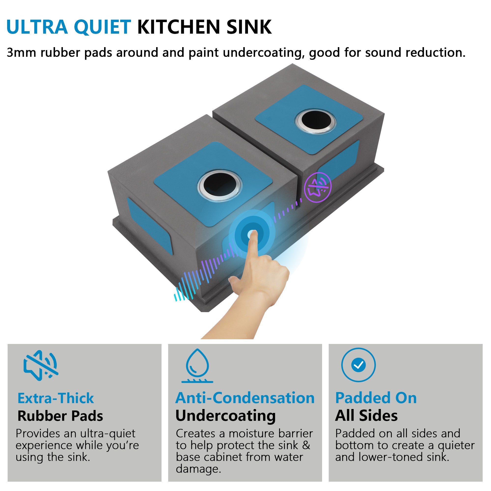 33 Undermount Kitchen Sink Double Bowl - Fulorni 33x19 Inch Kitchen Sink Ledge Workstation Low Divide Double Bowl 50/50 Split 16 Gauge Stainless Steel Under Counter Sink Basin