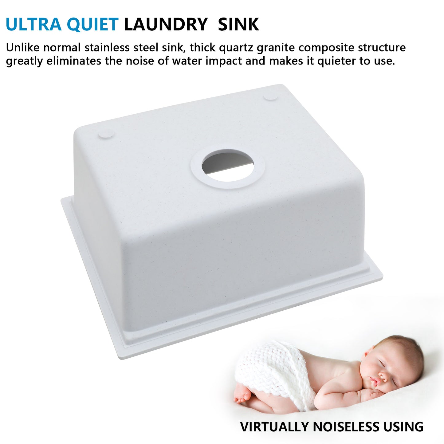 21 Undermount Laundry Sink - Fulorni 21"x18" Laundry Utility Sink Workstation White Granite Composite Quartz Classic Under Counter Deep Single Bowl Utility Laundry Room Sink Basin