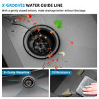 36 Black Kitchen Sink Drop In - Fulorni 36x22 Inch Kitchen Sink Gunmetal Black NANO-PVD Large Ledge Workstation Drop In Topmount 16 Gauge Stainless Steel Single Bowl Sink Basin