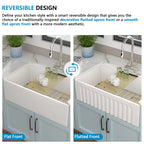 33 White Farm Sink Workstation - Fulorni 33 Inch Farmhouse Kitchen Sink Workstation with Slide Ledge Apron Front Reversible White Ceramic Porcelain Fireclay Single Bowl Farmer Sink Basin